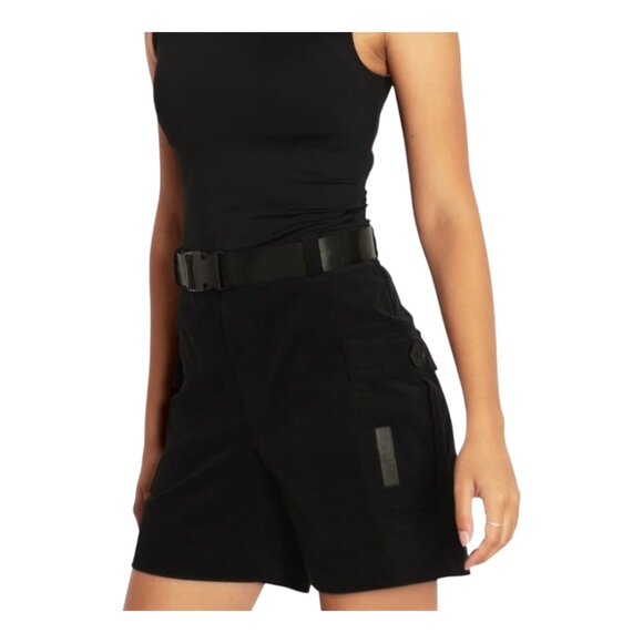 BlackMilk Belted High Rise Corduroy Cargo Shorts in Black Utility Y2K Women's 8 - Picture 2 of 9